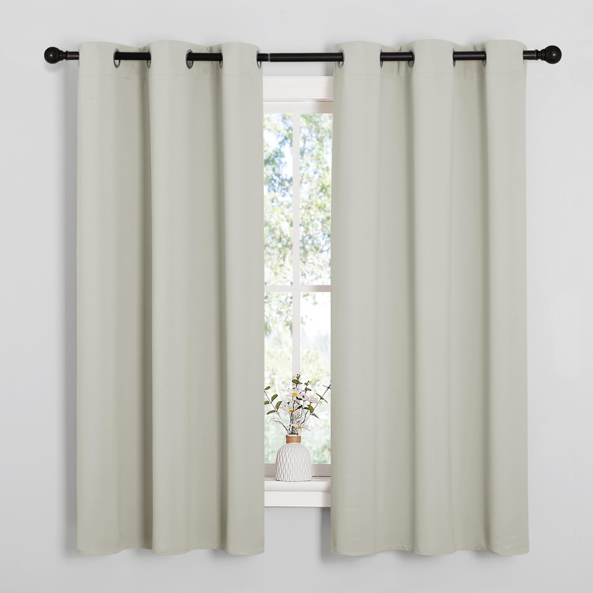 NICETOWN Grey Blackout Curtains for Bedroom 42" Wide x 63" Long 2 Panels