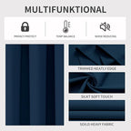 Joydeco Blackout Curtains 63 Inch Length 2 Panels Set, Thermal Insulated Long Curtains& Drapes 2 Burg, Room Darkening Grommet Drapes for Bedroom Living Room Window (Navy Blue, W52 x L63 Inch)