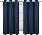 LEMOMO Navy Blue Blackout Curtains 42 x 54 Inch Length Set of 2 Panels Grommet Bedroom Curtains for Living Room