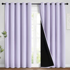 Yakamok 100% Blackout Lined Panels, Room Darkening Thermal Insulated Blackout Curtains for Bedroom, Heat Blocking Drapes for Living Room(62Wx84L, Lilac, 2 Panels)