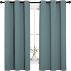 NICETOWN Modern Greyish Blue Blackout Curtains Noise Reducing, Thermal Insulated and Privacy Room Darkening Drape Panels for Boy's Guest Room Door Small Short Window (2 Panels, W42 x L63 -Inch)