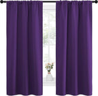 NICETOWN Bedroom Curtain Panels for Kids Room, Triple Weave Home Decoration Thermal Insulated Solid Blackout Curtains & Drapes for Nursery (Set of 2, 34-inch x 63-inch, Royal Purple)