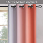 SimpleHome Ombre Coral to Grey White Curtains for Living Room 52Wx84L
