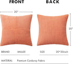 MIULEE Coral Red Decorative Throw Pillow Covers 20x20 Inch for Couch Bed Sofa Pack of 2 Boho Farmhouse Throw Pillows Soft Cross Corduroy Patchwork Textured Cushion Cases