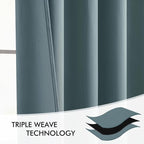 MIULEE Greyish Blue Back Tab Blackout Curtains 52x90 Inch Long 2 Panels Set