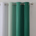 Estelar Textiler Green and Greyish White Blackout Curtains 45 Inch Length, Full Light Blocking Gradient Drapes for Kitchen, Thermal Insulated Grommet Ombre Curtains for Bathroom, 52Wx45L, 2 Panels
