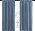 NICETOWN Blackout Curtains for Living Curtains, Triple Weave Home Decoration Thermal Insulated Solid Blackout Curtains & Drapes for Nursery (Stone Blue, Set of 2, 42-inch x 63-inch)