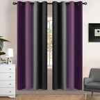 Yakamok Blackout Ombre Purple and Black Curtains for Bedroom, Gradient Room Darkening Curtains, Grommet Thermal Insulated Light Blocking Window Drapes/Curtain for Living Room,52 x 72 Inch,2 Panels