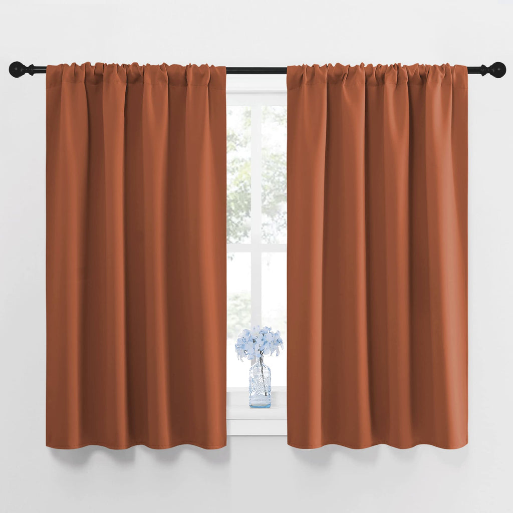 NICETOWN Blackout Curtains and Drapes - Thermal Insulated Solid Rod Pocket Blackout Draperies/Panels (Burnt Orange, 1 Pair, 42 by 45 inches)