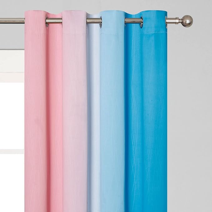 Estelar Textiler Pink and Blue Ombre Curtains for Bedroom 84 Inch Long