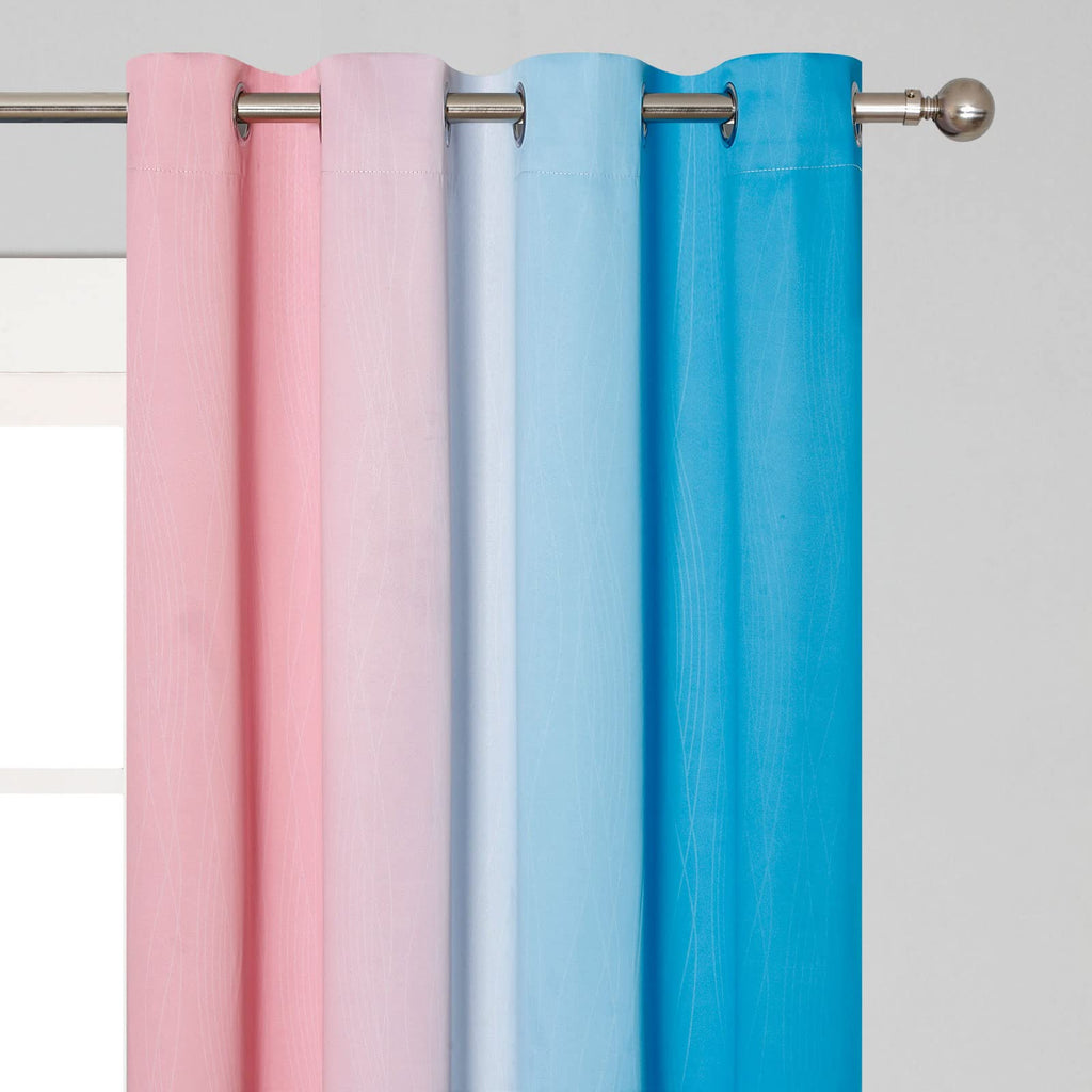 Estelar Textiler Pink and Blue Ombre Curtains for Bedroom 72 Inch Long