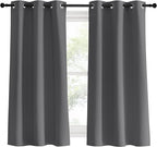 NICETOWN Blackout Window Curtains 60 inch Length 2 Panels, 34 x 60 Inch, Grey, Grommet Top Room Darkening Thermal Insulated Solid Vertical Drapes for Bedroom/Kid Room