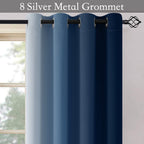 SimpleHome Ombre Blue to Grey White Curtains for Living Room 52Wx54L