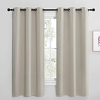 NICETOWN Kitchen Curtains for Decoration, Thermal Insulated Grommet Room Darkening Draperies/Panels for Laundry (Natural, 2 Panels, W42 x L68 inches)