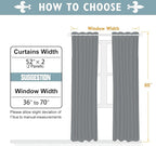 ChrisDowa Blackout Curtains 80 Inches Long 2 Panels Set for Living Room, Grommet Thermal Insulated Room Darkening Curtains for Bedroom (Stone Blue, 52 x 80 Inch)