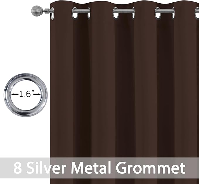 Yakamok Room Darkening Curtains 52x72 inch Long Chocolate Brown-Living Room