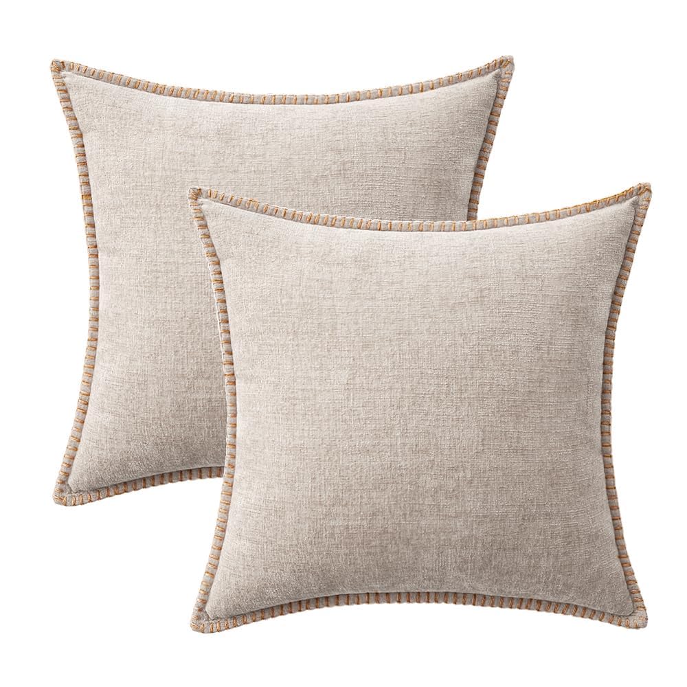 MIULEE Decorative Couch Throw Pillow Covers 20x20 Inch Taupe 2 Pack