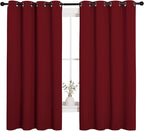 NICETOWN Christmas Burgundy Window Curtains Blackout Drapes, Thermal Insulated Solid Grommet Blackout Curtains/Draperies for Laundry Room (One Pair, 55 by 68-inch, Burgundy Red)