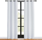 NICETOWN Room Darkening Curtains for Living Room, 34 by 80, 2 Panels, Greyish White, Easy Care Solid Thermal Insulated Silver Grommet Light Blocking Vertical Drapes for Bedroom