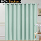 Yakamok Extra Wide 100% Blackout Full Shading Curtains for Patio Door, Thermal Backing Sliding Glass Door Drape, Privacy Assured Window Treatment for Sliding Door Curtains,Aqua, W100 x L96, 1 Panel