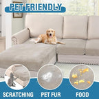 H.VERSAILTEX Velvet Stretch Sectional Couch Covers 4 Pieces Sofa Seat Cushion Covers L Shape Separate Cushion Couch Chaise Cover for Both Left/Right Couch (Large Sofa 3 Seater + 1 Chaise, Oatmeal)