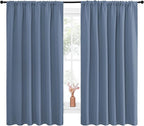 NICETOWN Blackout Curtains for Bedroom, Blackout Curtain Panels, Window Treatment Energy Saving Thermal Insulated Solid Rod Pocket Blackout Drapes/Draperies (Stone Blue, 1 Pair, 70 by 63-inch)