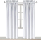DWCN Blackout Curtains for Bedroom – Thermal Insulated Energy Saving Drapes for Living Room, Greyish White, W 38 x L 84 Inch, Set of 2 Rod Pocket Curtain Panels