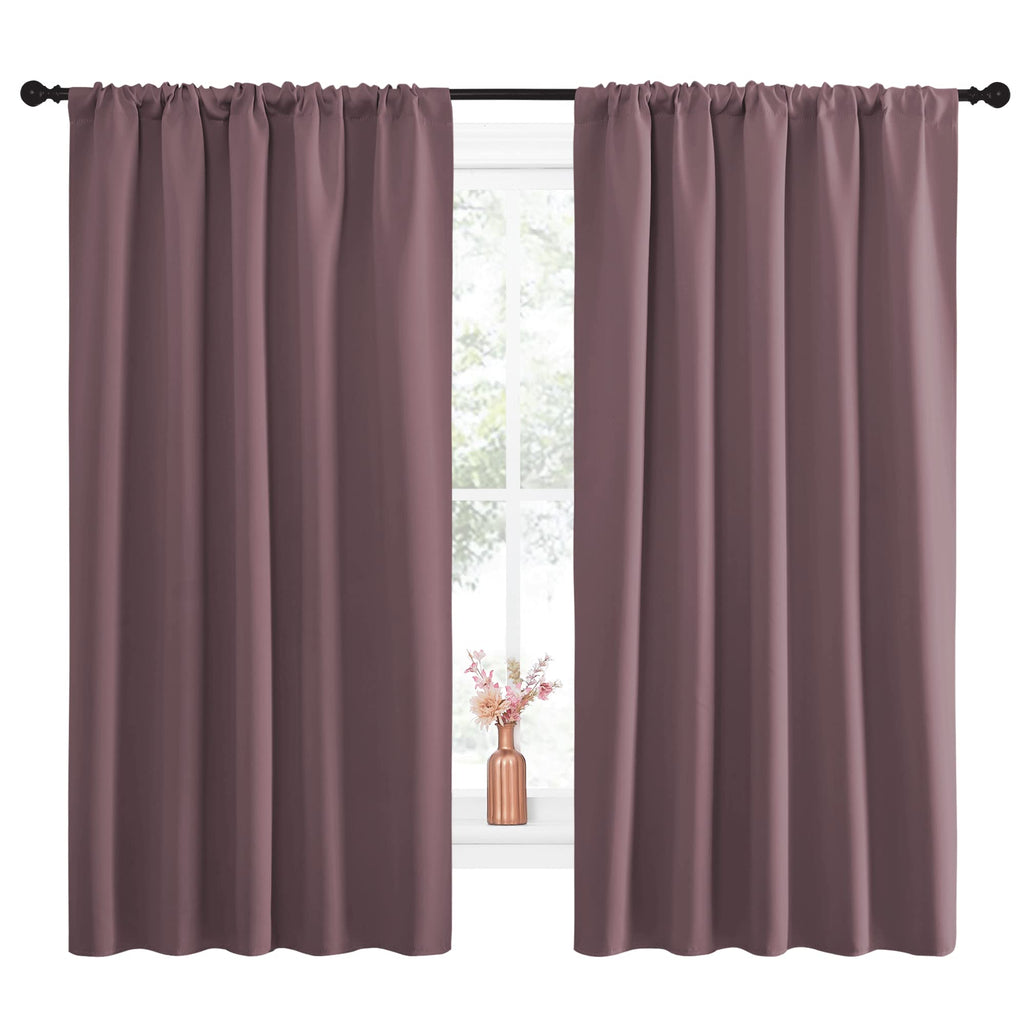 NICETOWN Blackout Curtains for Living Curtains, Room Darkening Curtains & Drapes for Kids Bedroom, Home Decoration Draperies (Dry Rose, 52" x 63", 2 PCs)