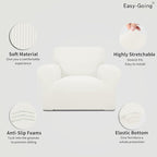 Easy-Going Stretch Chair Sofa Slipcover 1-Piece Couch Sofa Cover Furniture Protector Soft with Elastic Bottom for Kids, Pet. Spandex Jacquard Fabric Small Checks (Chair, Cream)