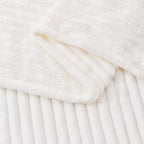 BEDELITE Fleece Blanket King Size – 3D Ribbed Jacquard Soft and Warm Decorative Fuzzy Blankets – Cozy, Fluffy, Plush Lightweight Throw Blankets for Couch, Bed, Sofa(Off White, 108x90 inches)