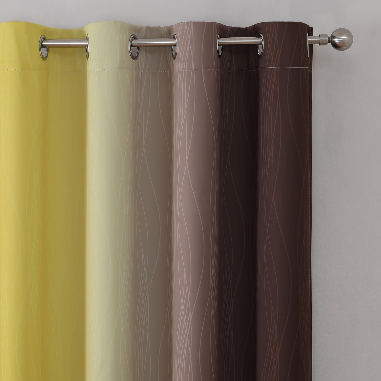 Estelar Textiler Brown and Yellow Blackout Curtains 52Wx84L Inch 2 Panels