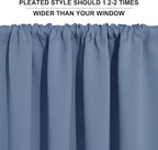 RYB HOME Half Curtain Tiers 36 inch Length, Rod Pocket Summer Heat Blocking Thermal Insulated Short Blackout Curtains for Small Window, Width 34 by Length 36, Stone Blue, 2 Panels