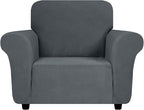 ZNSAYOTX Super Stretch Chair Slipcover (30"-47"), New Striped Sofa Chair Covers for Living Room, Dogs Pet Friendly Anti-Slip Chair Protector Spandex Armchair Slipcovers (Dark Grey, Chair)