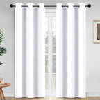 Yakamok Blackout Curtains Room Darkening Thermal Insulated Window Panels,Solid Grommet Top Drapes for Bedroom/Living Room(42Wx84L, Pure White, 2 Panels)
