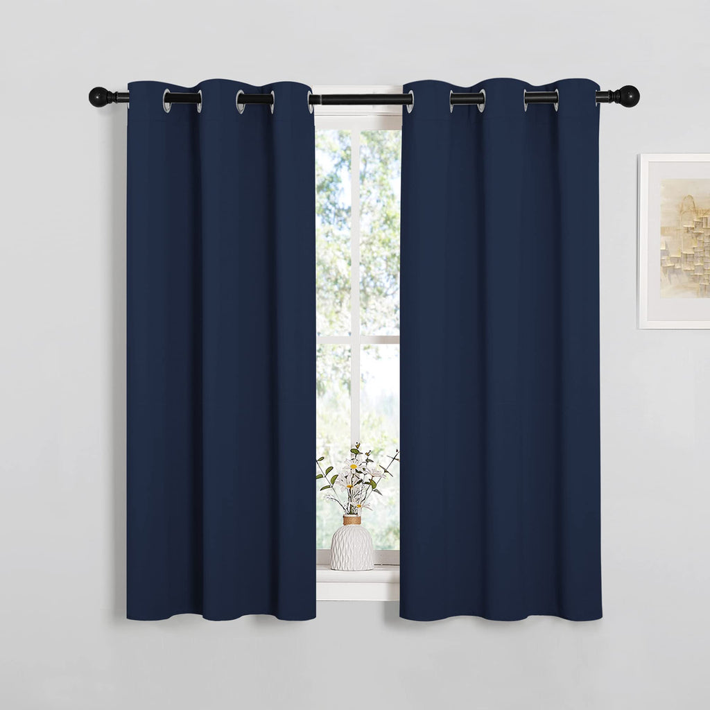 NICETOWN Blackout Draperies Curtains, All Season Thermal Insulated Solid Grommet Top Blackout Curtains/Drapes for Kid's Room (Navy, 1 Pair, 34 x 45 inches)
