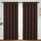 Yakamok Blackout Curtains Room Darkening Thermal Insulated Window Panels,Solid Grommet Top Drapes for Bedroom/Living Room(62Wx96L, Chocolate Brown, 2 Panels)
