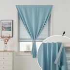 Self Adhesive Curtains, Black Out Shade for Window, Blackout Fabric Temporary Window Coverings Easy to Hang Curtains No Rod Needed, Use for Bedroom, Room, Kitchen, 59"W X 84"L, Lake Blue, 1 Panel