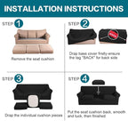 Turquoize 4 Piece Sofa Covers for 3 Cushion Couch Sofa Slipcover Soft Couch Cover for Dogs-Washable Sofa Furniture Covers with 3 Individual Large Cushion Covers (XL Sofa, Black)
