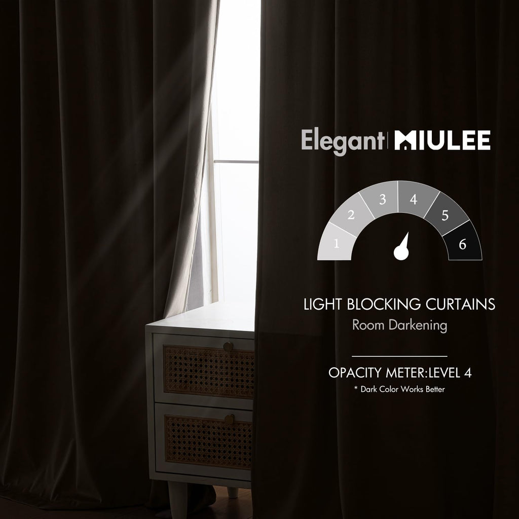 MIULEE Taupe Velvet Curtains 52x108 inches Luxury Blackout Curtains