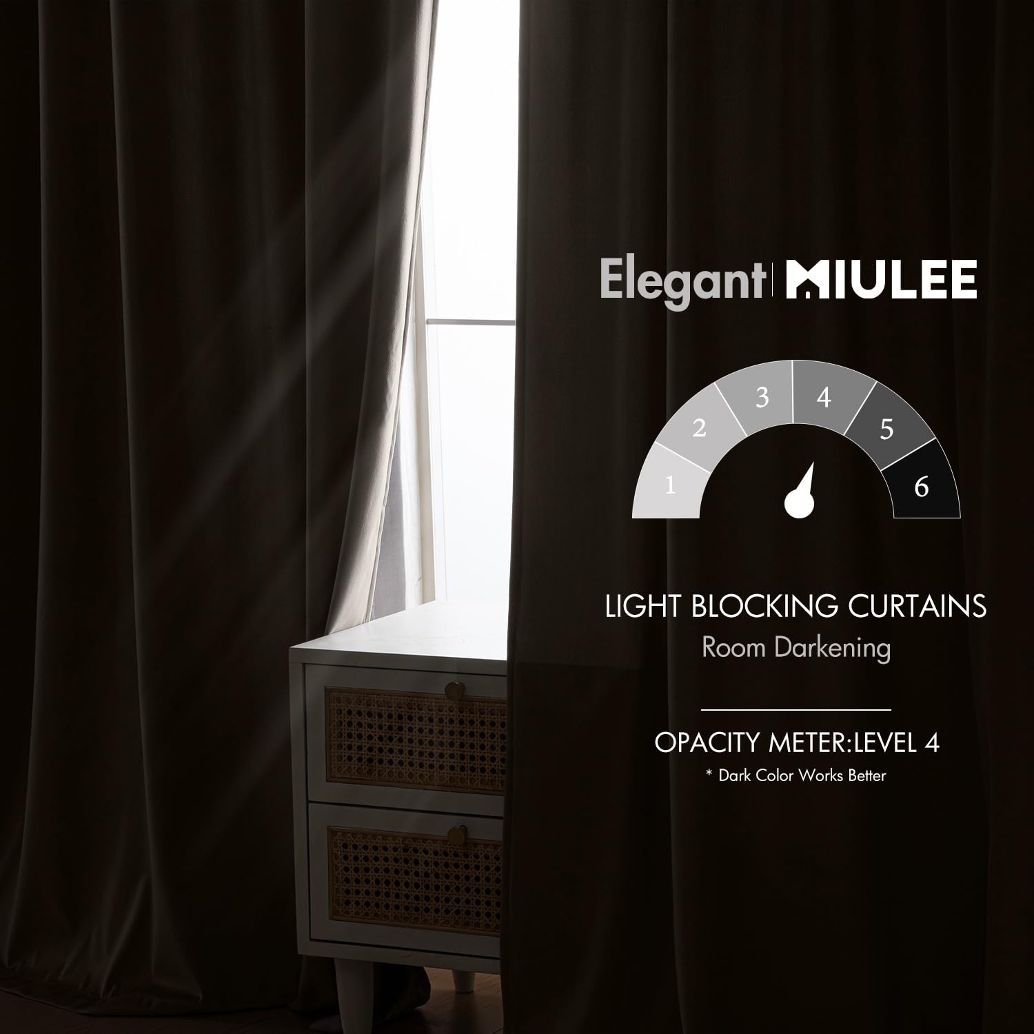 MIULEE Taupe Velvet Curtains 52x108 inches Luxury Blackout Curtains