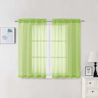 Chyhomenyc Lime Sheer Curtains 45 Inch Long 2 Panels, Light Filtering Short Soft Airy Short Cafe Curtains, Modern Rod Pocket for Dinning Living Room Bedroom, 42Wx45L Inches