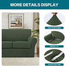 Turquoize 3 Piece Sofa Covers for 2 Cushion Couch Sofa Slipcover Soft Couch Cover for Dogs-Washable Sofa Furniture Covers with 2 Individual Cushion Covers,(Loveseat, Bronze Green)