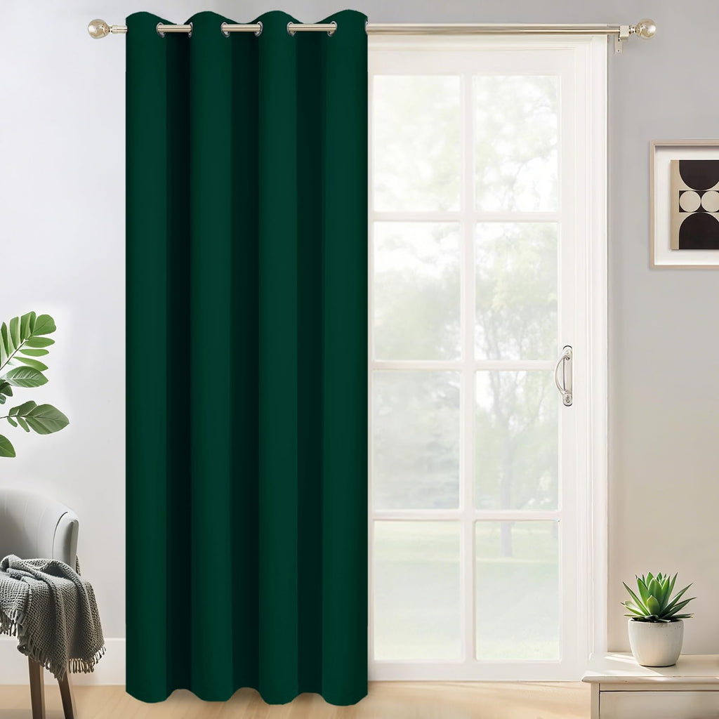 Yakamok Dark Green Room Darkening Curtains 84 inch Sliding Door Drapes
