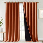 NICETOWN Full Shading Curtains for Windows, Super Heavy-Duty Black Lined Blackout Curtains for Bedroom, Privacy Assured Window Treatment (Burnt Orange, Pack of 2, 70 inches W x 95 inches L)