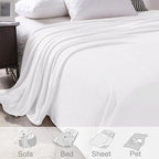 Exclusivo Mezcla Soft Fleece Blanket Twin Size for Bed, Pure White
