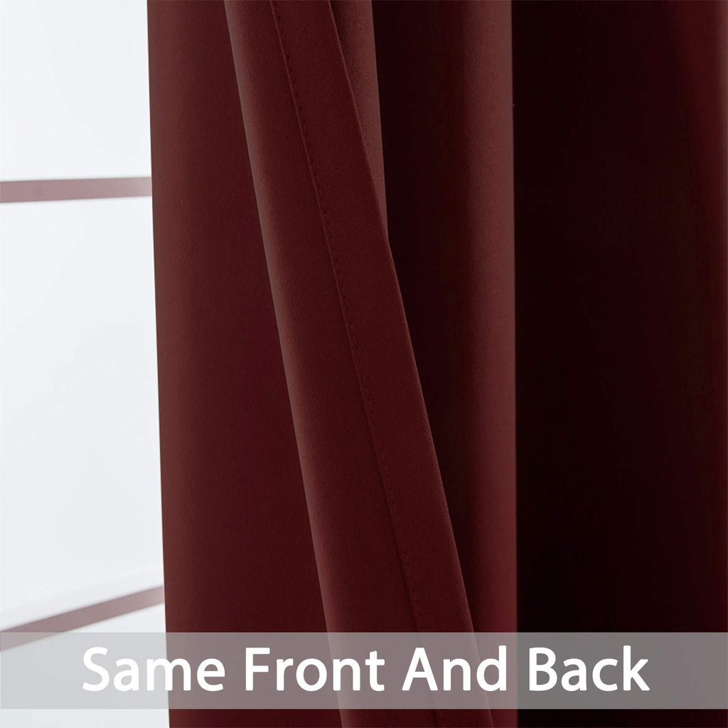 Yakamok Room Darkening Curtains 52x63 inch Length Burgundy Red-Living Room