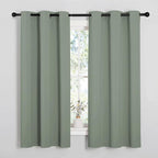 NICETOWN Greyish Green Nursery Essential Thermal Insulated Solid Grommet Top Blackout Short Curtains/Drapes for Son's Room (1 Pair, 42 x 63 inches)