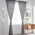 SpaceDresser Grey Sheer Curtains 4 Panels Rod Pocket Semi-Sheer Curtain 90 Inches Long Light Filtering Voile Window Drapes for Bedroom Living Room Kitchen, Each 52W x 90L