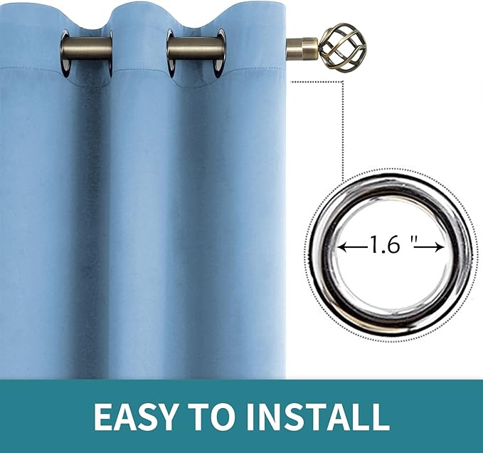 BGment Sky Blue Room Darkening Curtains 84 Inch for Living Room - 2 Panels