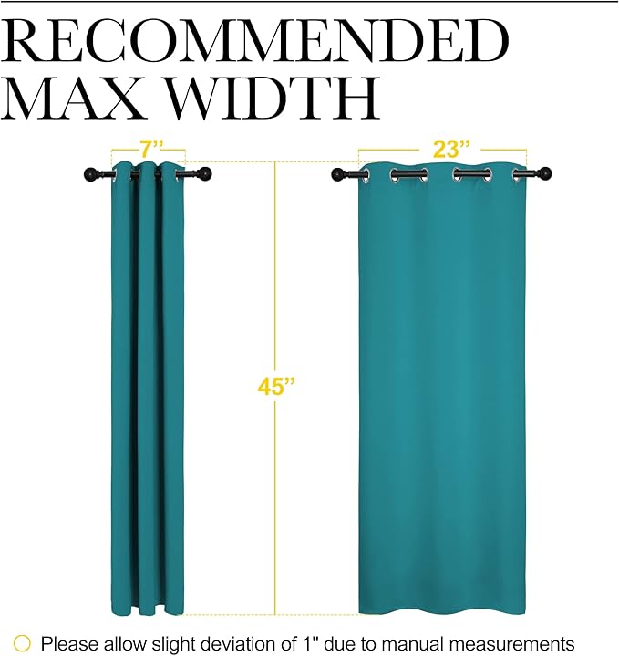 NICETOWN Room Darkening Curtains 45 inch Length 2 Panels, Thermal Insulated Grommet Blackout Curtains for Modern Casual Elegant Bedroom Kids Room Theme Decoration (Peacock Teal, 2 Pieces, W29)